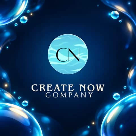 Create Now Company Instagram profile image with the aqua CN logo on a blue background
